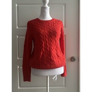 Crewcuts Red/Orange 100% Cashmere Cable Knit Crew Neck Sweater Size 12